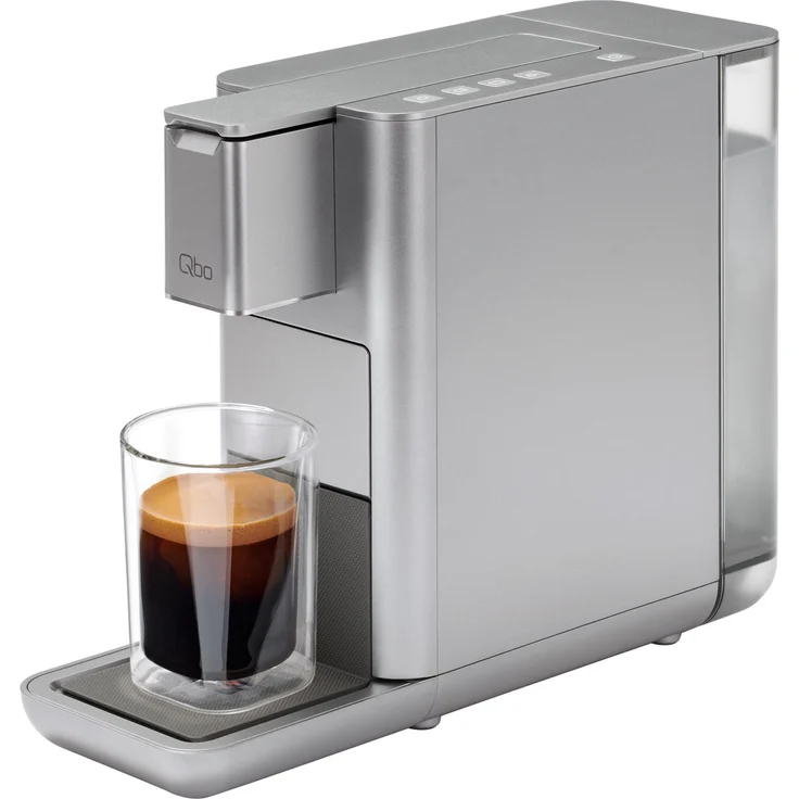 Tchibo Qbo ICONIC Premium Kapselmaschine für Espresso, Caffè Crema und Caffè Grande, 19 Bar Pumpendruck, nachhaltige Kapseln, Frozen Silver, Grau