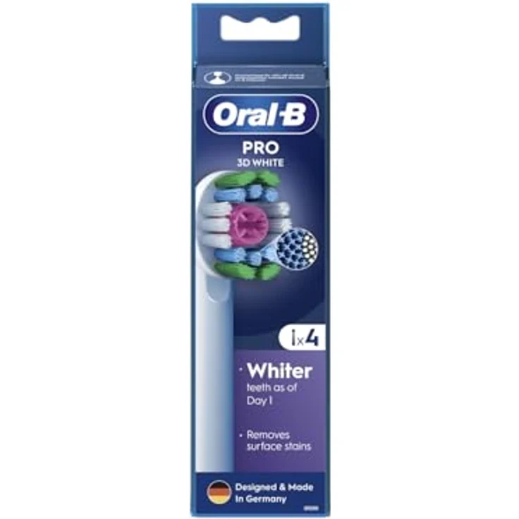 Oral-B Pro 3D White Zahnbürsten-Endstücke, 4er Pack - X-förmige Fasern, einzigartiges Polierpad, verschleißindikator - Weiß – Bild 3