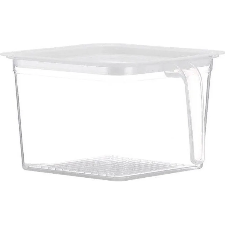 JTI GmbH Kühlschrankbox mit Deckel, transparente Vorratsdose aus lebensmittelechtem Kunststoff, stapelbar, weiß, 16 x 11,5 x 13 cm