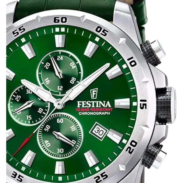Festina F20692/3 Herren Uhr, Chronograph-Laufwerk, grünes Ziffernblatt und Armband – Bild 2