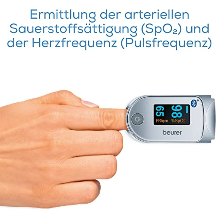 Beurer PO 60 Pulsoximeter mit Bluetooth, Ermittlung der arteriellen Sauerstoffsättigung im Blut – Bild 2