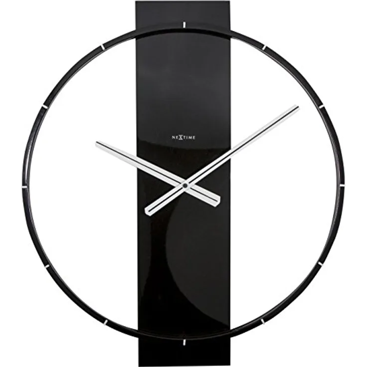 NeXtime Wanduhr "CARL", lautlos, aus Holz, Schwarz, 58,2 x 50,8 cm