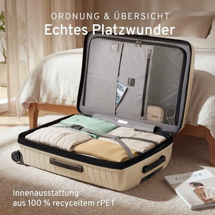 Stratic Novium SL Trolley L (77 cm), erweiterbar, 4 Rollen, Hartschale mit TSA-Schloss und Wäschefach, Streifendesign – Bild 5