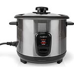 Nedis KARC110AL Reiskocher, 1 l, 400 W, Antihaftbeschichtung, Herausnehmbare Schüssel, Automatische Abschaltung, silber