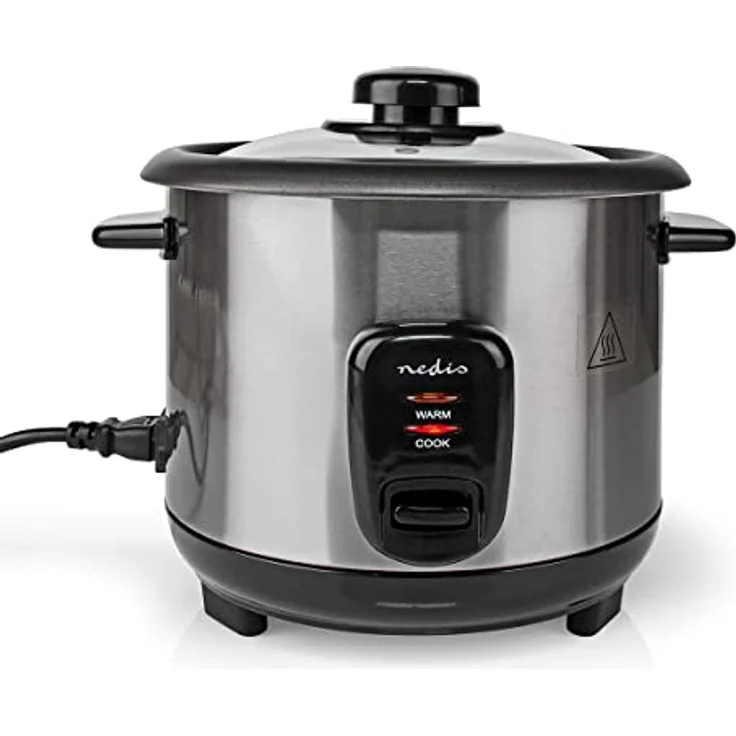 Nedis KARC110AL Reiskocher, 1 l, 400 W, Antihaftbeschichtung, Herausnehmbare Schüssel, Automatische Abschaltung, silber – Bild 1