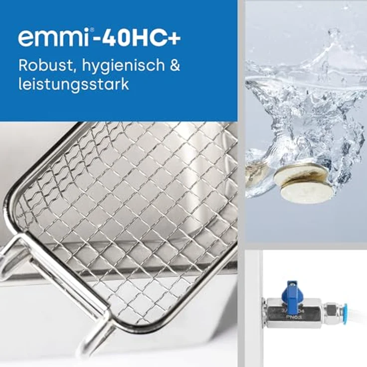 Emag Emmi-40HC Plus Ultraschallreiniger, 240W, 4.5l mit Heizung und Edelstahl-Schwingwanne – Bild 4