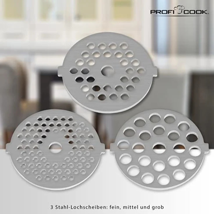 ProfiCook PC-FW 1060 Fleischwolf inkl. Plätzchenaufsatz, Wurstfülleraufsatz, Kebbeaufsatz, Vor-und Rücklauffunktion, Edelstahlgehäuse, 1000 Watt – Bild 6