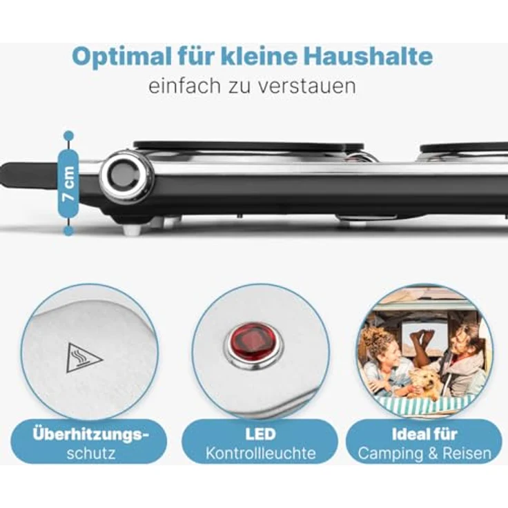 Clatronic DKP 3668 E Edelstahl-Doppelkochplatte - 2 stufenlos regelbare Thermostate - 2500 W – Bild 4