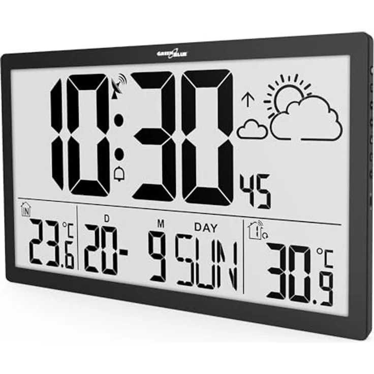 GreenBlue Wanduhr GB218 (Wetterstation, Digitale Wanduhr mit Außensensor) – Bild 4