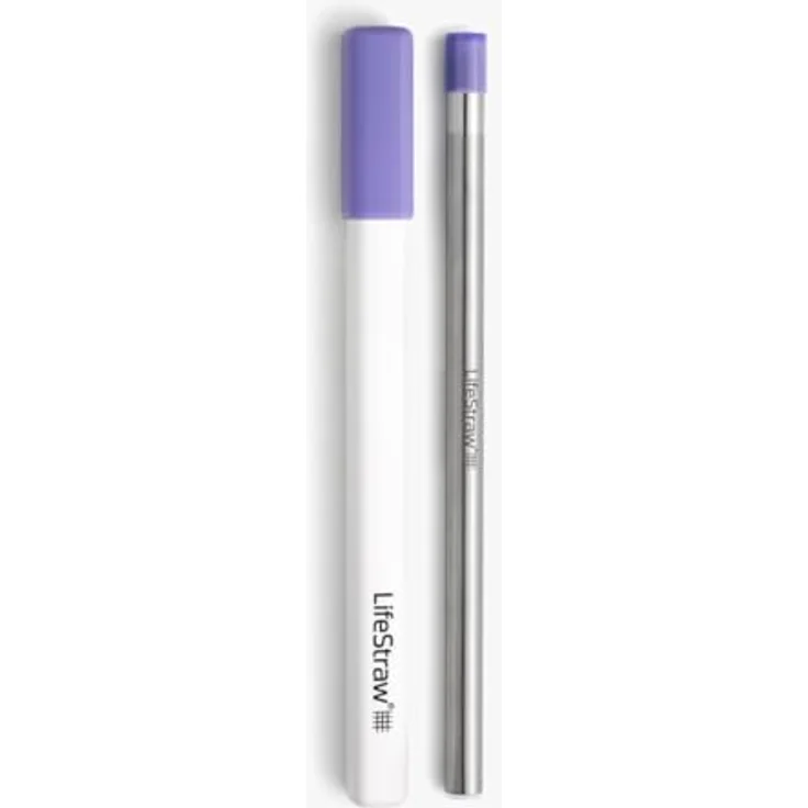 LifeStraw Sip, Wiederverwendbarer Edelstahl Wasserfilter-Strohhalm mit Aktivkohlefilter und Trageetui, Distelviolett – Bild 1