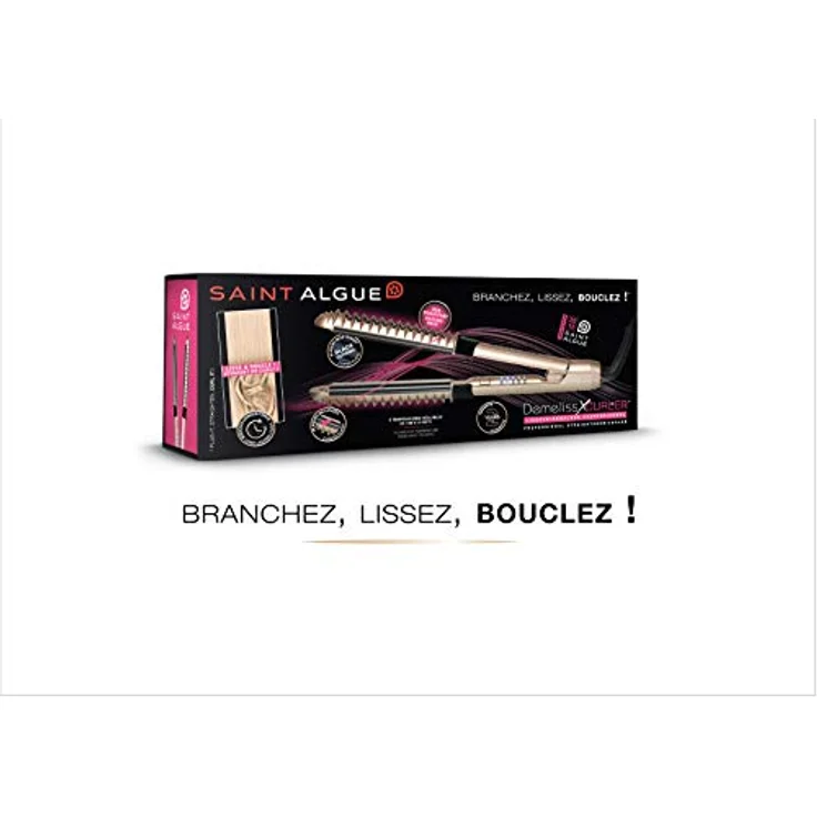 Demeliss - Saint Algue - XCURLER, 2 in 1 Curl -Glättchen, 24 mm gebogene Platten, Keramikbeschichtung, 5 einstellbare Temperaturen, Einhaltung der Haarfasern, lange Schnallen – Bild 2