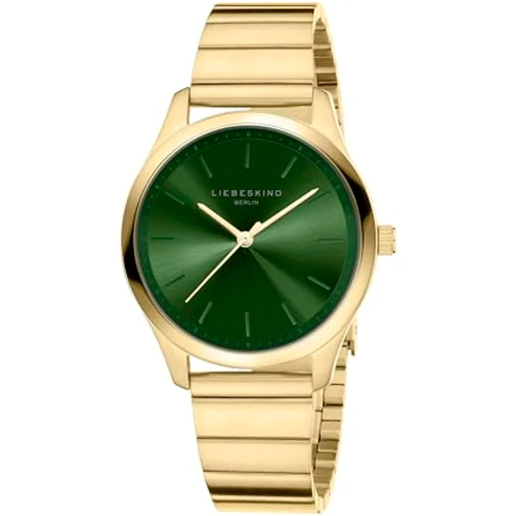 LIEBESKIND Damen Armbanduhr – Quarzuhr Ø 33 mm – Rundes Edelstahlgehäuse gold teilmattiert – Zifferblatt gut ablesbar – Edelstahl- und Lederarmband – 5 ATM wasserdicht – Geschenkbox – Bild 2