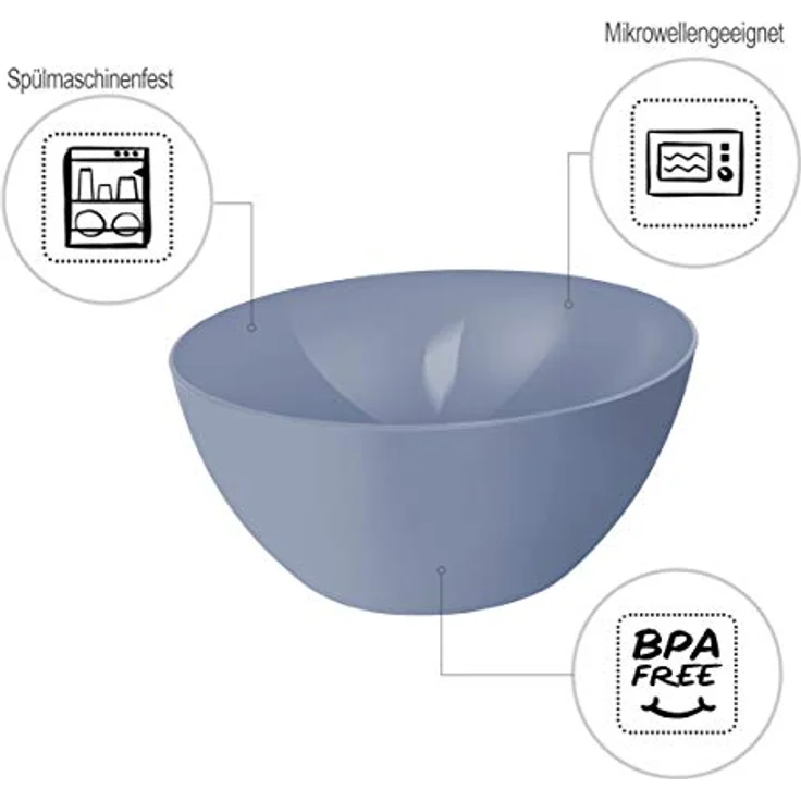 Rotho Caruba große Schüssel 8l, Kunststoff (PP) BPA-frei, blau, 8l (34,0 x 34,0 x 15,0 cm) – Bild 2