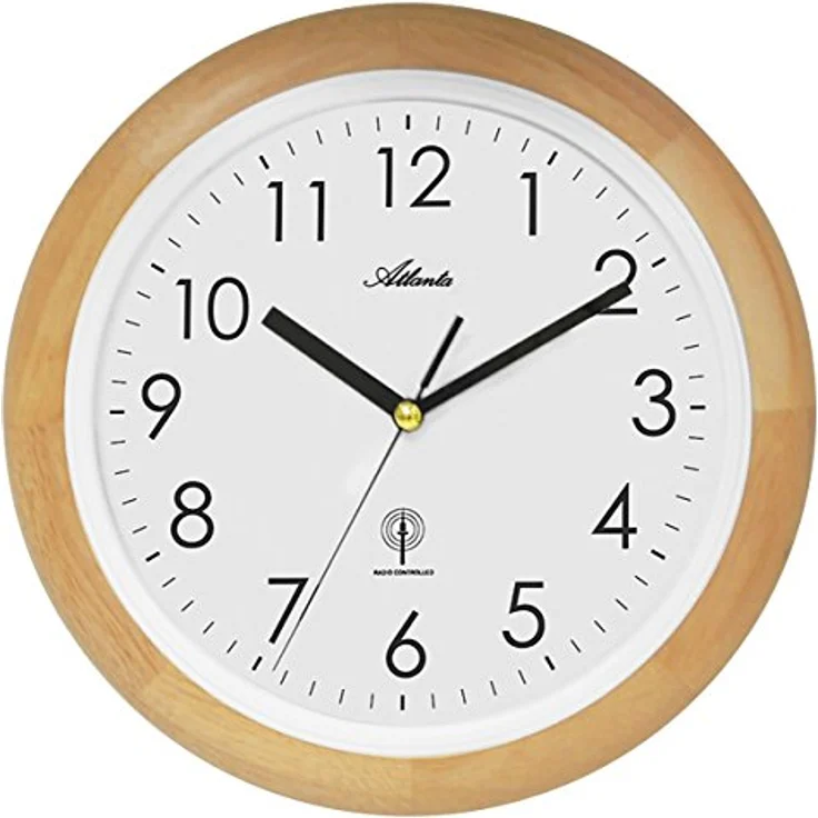 Atlanta Wanduhren Analog 4323-30, Runde Wanduhr in Buche