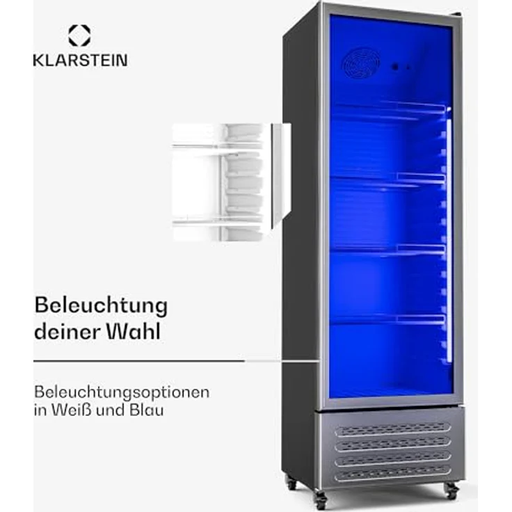 Klarstein GrandCooler HEA-GCoolerBK-306L, 306 Liter Getränkekühlschrank mit B-Energieeffizienzklasse, 4 verstellbare Regale, doppelt verglaste Tür, 187 cm hoch, silberfarben – Bild 4