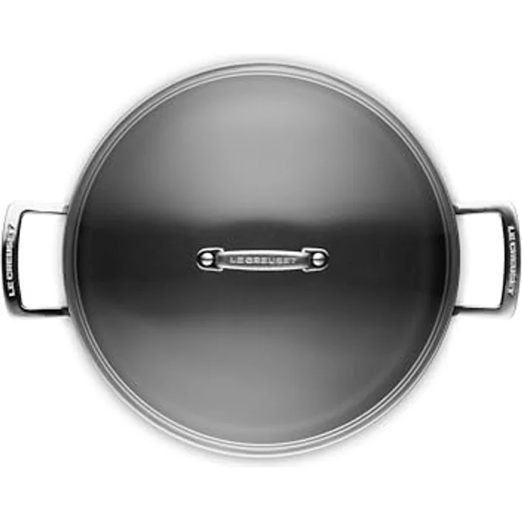 Le Creuset Aluminium-Antihaft Schmorpfanne mit Glasdeckel, 30 cm, hitzebeständig, Schwarz – Bild 4