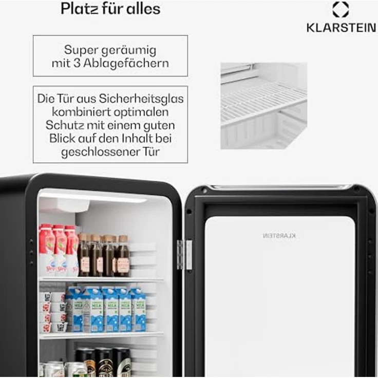 Klarstein Audrey Evo Getränkekühlschrank, 115 Liter, Energieeffizienzklasse C, leise mit 42 dB, doppelt verglaste Glastür mit LED-Beleuchtung, 71.8 cm hoch, 38.4 cm breit – Bild 5