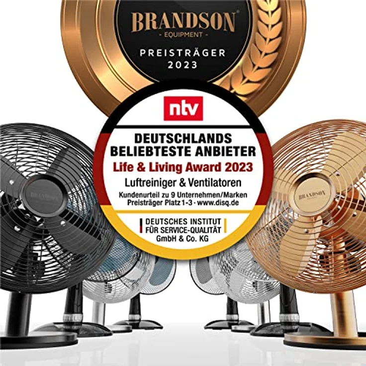 Brandson Tischventilator Design Retro - Ventilator mit 3 Geschwindigkeitsstufen - mobiler Lüfter - – Bild 2