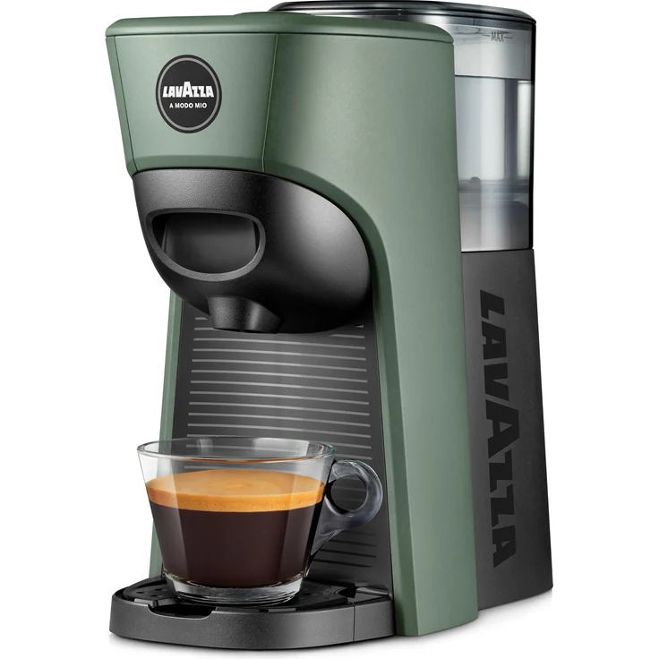 Lavazza LM 840 Tiny Eco, Automatische und manuelle Kapselkaffeemaschine mit 0,6 L Wassertank, integrierten Mahlwerk, schnelle Aufheizzeit, Grün-Schwarz
