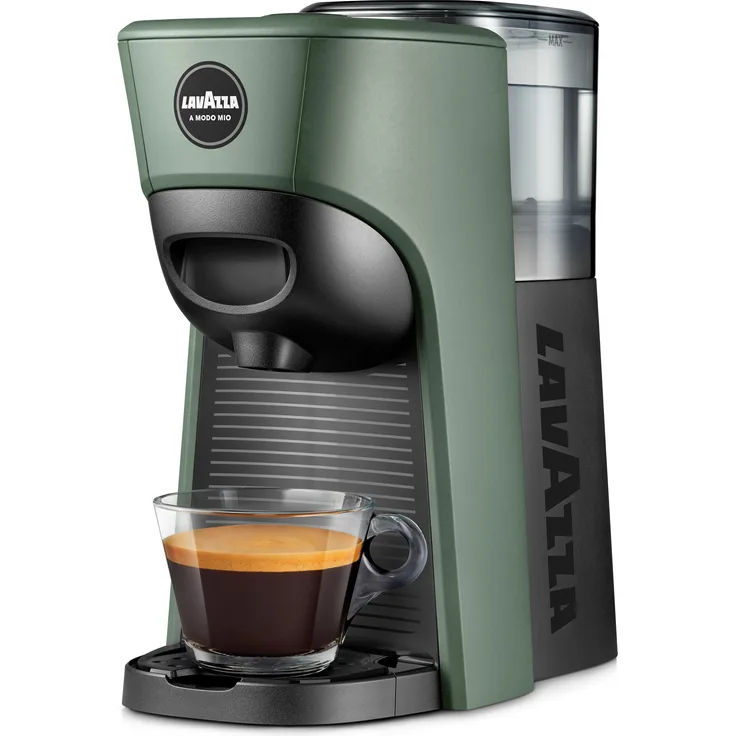 Lavazza LM 840 Tiny Eco, Automatische und manuelle Kapselkaffeemaschine mit 0,6 L Wassertank, integrierten Mahlwerk, schnelle Aufheizzeit, Grün-Schwarz