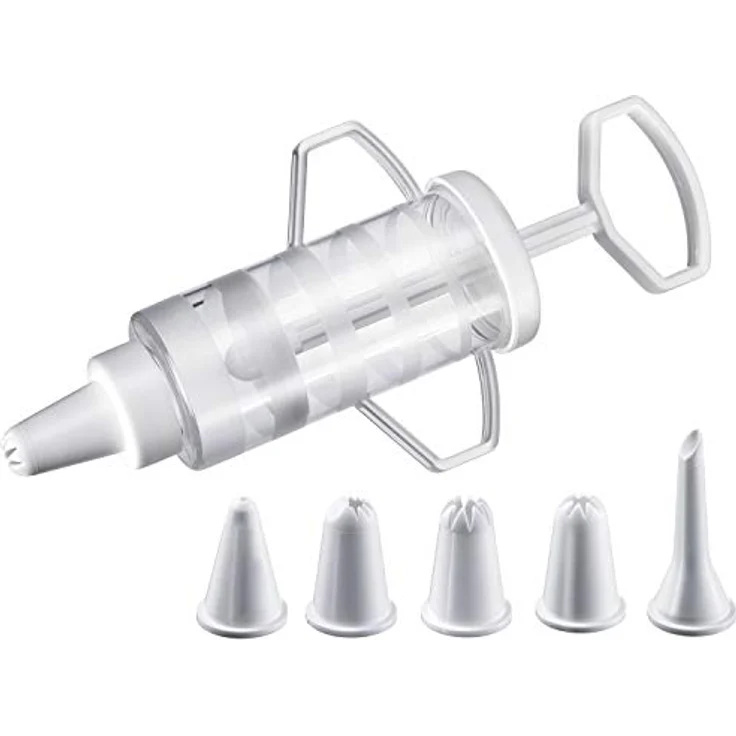 Westmark Garnierspritze mit 5 Verschiedenen Form-Tüllen, Füllvolumen: 100 ml, Kunststoff, Transparent-Weiß, 30772270 – Bild 2