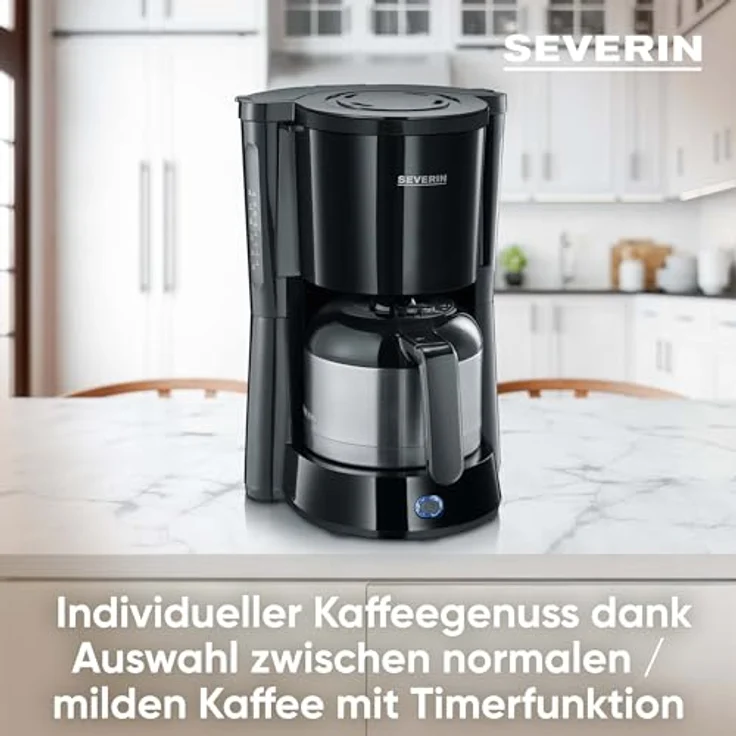 SEVERIN KA 4835 Type Kaffeemaschine (Für gemahlenen Filterkaffee, 8 Tassen, Inkl. Thermokanne) schwarz – Bild 3
