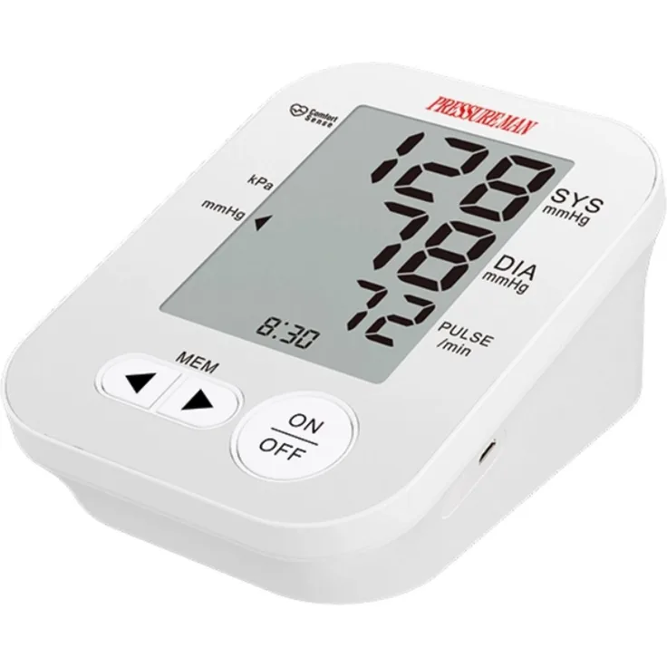 servocare Pressure Man Oberarm-Blutdruckmessgerät, Vollautomatisch mit 120 Speicherplätzen, Großem Display, Einfache Ein-Knopf Bedienung