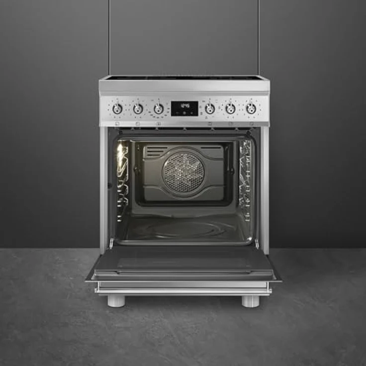 Smeg C6IMXM2, freistehender Elektroherd mit 4 Zonen-Induktionskochfeld, Edelstahl, 70 L Backofen, A Energieeffizienzklasse – Bild 3