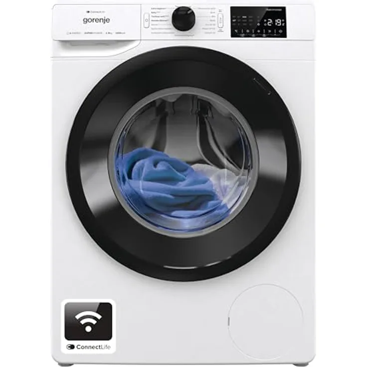 Gorenje WPNEI84A1TS Waschmaschine, 8kg, 1400 U/min., Dampffunktion, 15 Programme, WaveActive Trommel, ConnectLife WIFI, inox