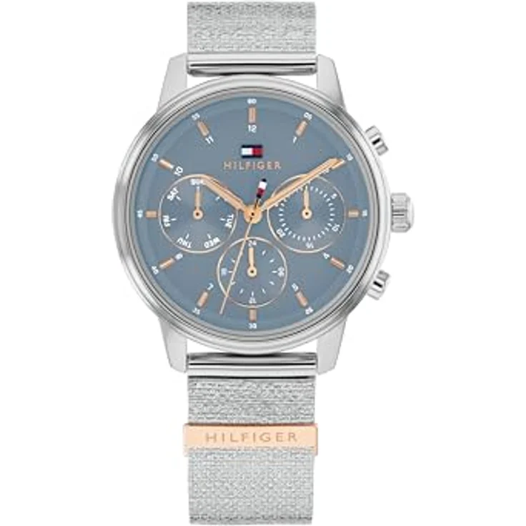 Tommy Hilfiger BLAKE 1782807, Multifunktions-Armbanduhr, Quarz, Damenuhr, Edelstahl, hellblau-silberfarben, analog, 34 mm – Bild 1