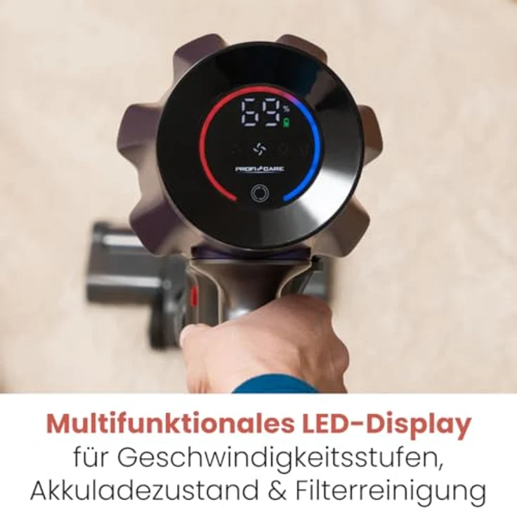 ProfiCare® PC BS 3148, Akku Staubsauger kabellos 2in1, 22,2V, 35 min Laufzeit, 105.000 U/Min, für Tierhaare, LED-Display, beutellos – Bild 3