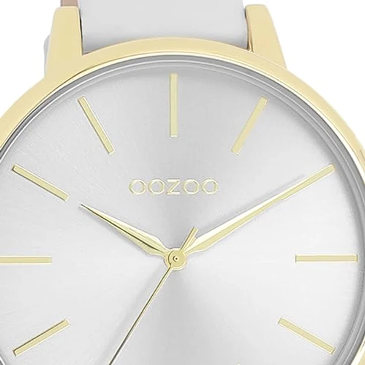 Oozoo Timepieces C11290 Damen Uhr, edle Analog-Armbanduhr mit hochwertigem Lederarmband in gold light grey/gold, 42mm Gehäusegröße, spritzwasserdicht bis 2 Bar, inkl. Geschenkverpackung – Bild 2