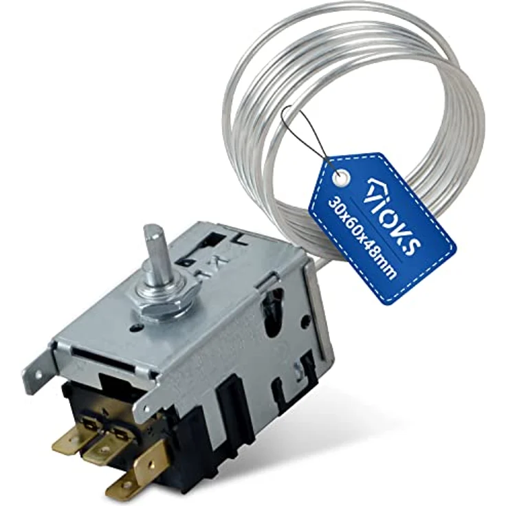 VIOKS Kühlschrank Thermostat 4x6,3mm AMP Ersatz für Ranco K59H1300 Liebherr 6151086 Miеle 1513061 Gorenje 596279 Danfoss Thermostat 077B6738 - Kühlthermostat Temperaturregler für Gefrierschrank – Bild 1