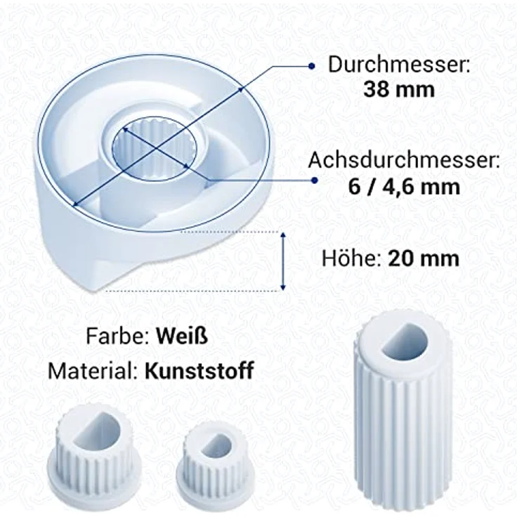 VIOKS SET 4x Drehknopf Herd Weiß Ø38mm Schalter Herd Universal mit Adaptern - Knöpfe & Schalter für Backöfen & Herde/Elektroherd Ersatzteile – Bild 3