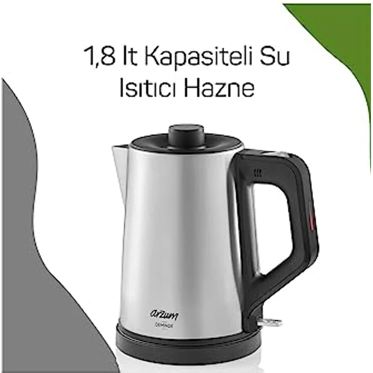 Arzum AR3129 Deminde Teekocher, Edelstahl, 1,8 L Wasserkessel, 1 L Stahlteekanne, Teefilter aus Edelstahl, Teekanne, Tee Maschine, Tea Maker, – Bild 5