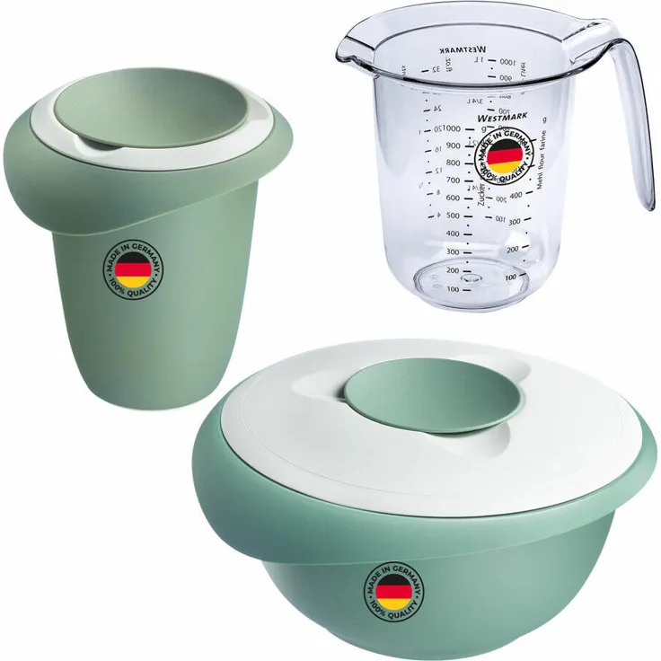 Westmark Back-Set WP0311AO, Rührschüssel mit Spritzschutz und Deckel, mint-grün