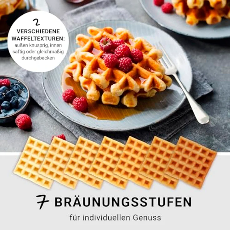 N8WERK Premium Waffeleisen Midnight Edition - 1600 W - 5 Programme - 7 Bräunungsstufen – Bild 6