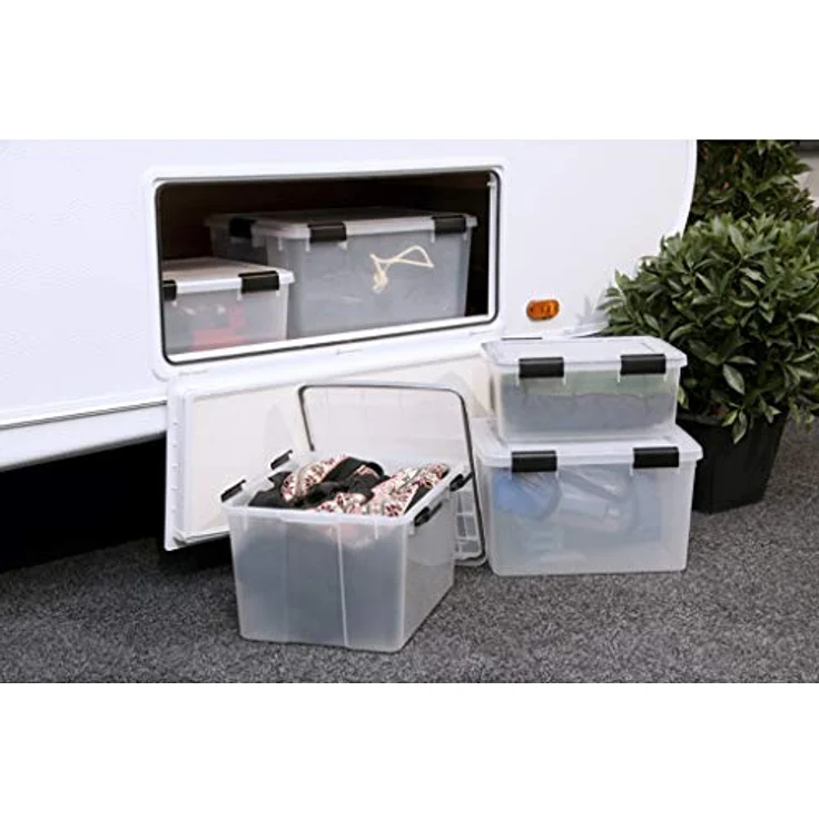 Kreher 4 Stück XL Lagerbox aus transparentem Kunststoff mit Dichtungsring im Deckel, 70 Liter Volumen. TOP QUALITÄT! – Bild 5