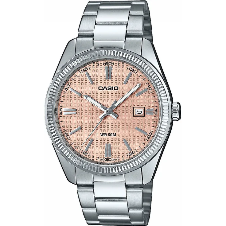 CASIO TIMELESS COLLECTION Quarzuhr, Edelstahlarmband, Damenuhr, analog, Neo-Display, Tag