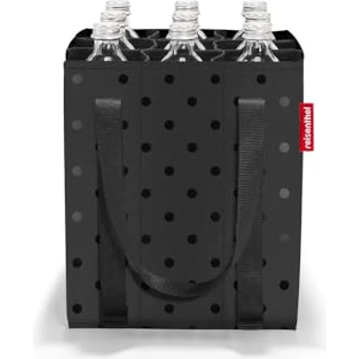 REISENTHEL® Bottlebag Glossy Dots Black, Einkaufsshopper für bis zu 9 Flaschen mit stabilen Tragegriffen und strapazierfähigem Material – Bild 1