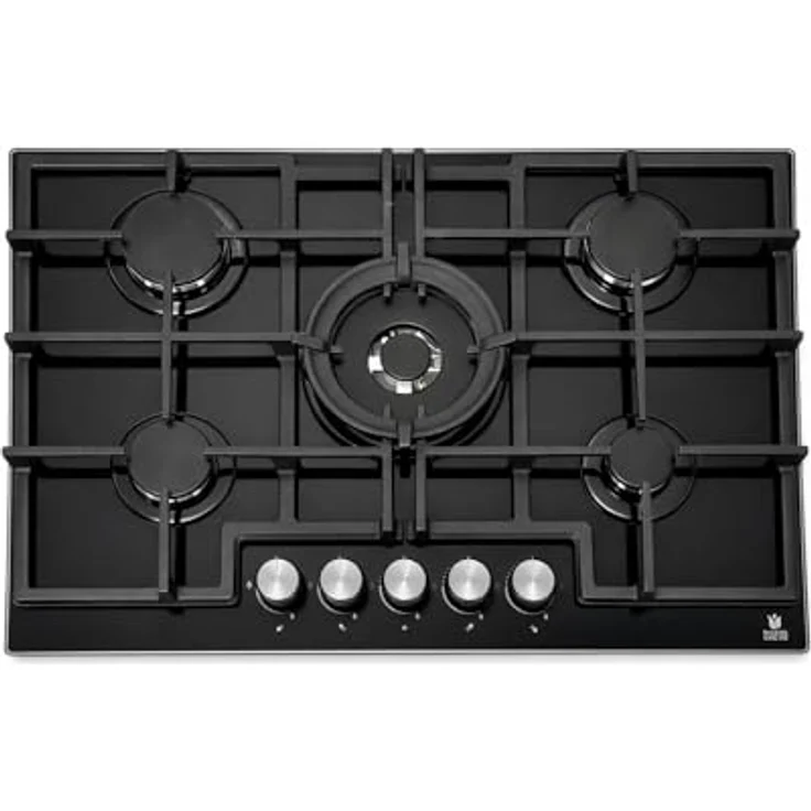 Gasline Gasherdset GB850-FIX, 75 cm Gaskochfeld Schwarz mit 5 Brennern, WOK-Brenner 4,2 kW, Umluft Einbaubackofen 69 Liter, Automatikzündung und Gusseisen Topfträger – Bild 2