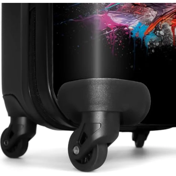 NoBoringSuitcases.com© Kinderkoffer Fußball umgeben von Farbklecksen 55x35x20cm, 4 Rollen, Reisetasche mit Rollen, Koffer Handgepäck Flugzeug, bunt – Bild 6