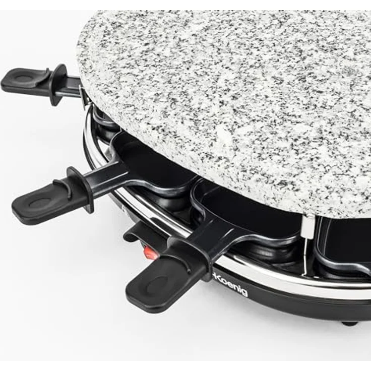 H.Koenig RP85 Raclette-Gerät - 8 Personen - Naturstein-Grillplatte - mit Pfännchen - 900 W - schwarz – Bild 5