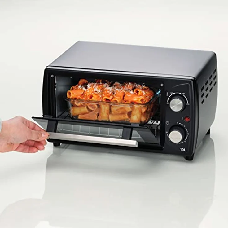 Ariete Elektrobackofen 3920, 1000W, 10L Fassungsvermögen, Timer 30 Minuten, Max. Temperatur 230°C, Doppelglas, Rost aus Edelstahl, Schwarz – Bild 3