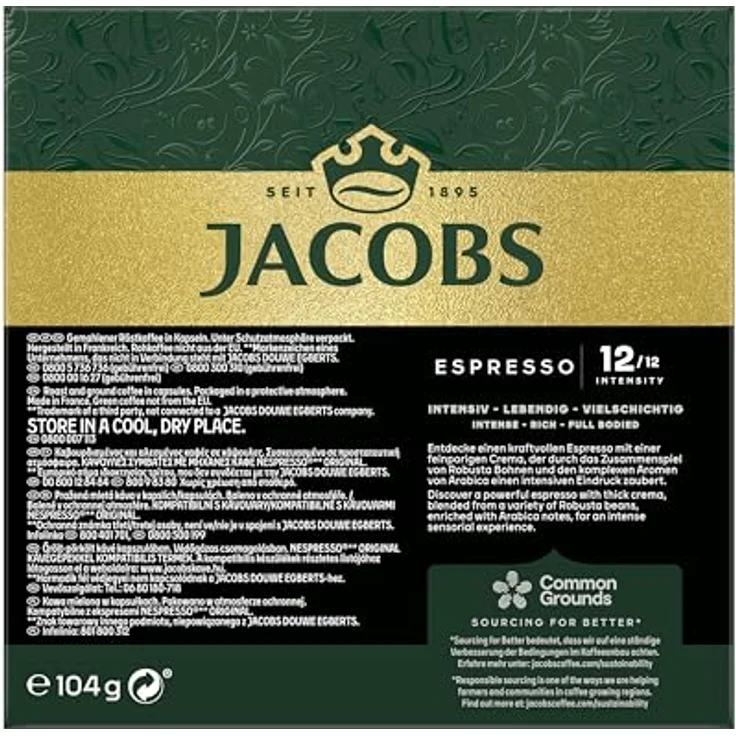 Jacobs Kaffeekapseln Espresso Ristretto, Intensität 12 von 12, 200 Nespresso – Bild 3