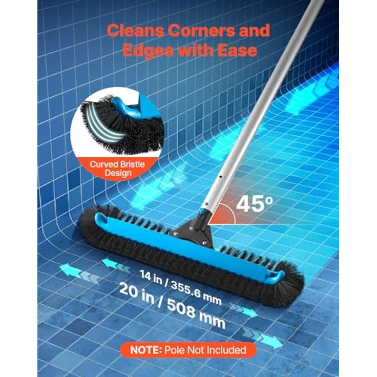 VEVOR Pool-Bürstenkopf Scheuerbürsten 508 mm mit Nylonborsten, gebogenem Design und Aluminium-Stangenverbinder, geeignet für verschiedenen Pooltypen – Bild 2