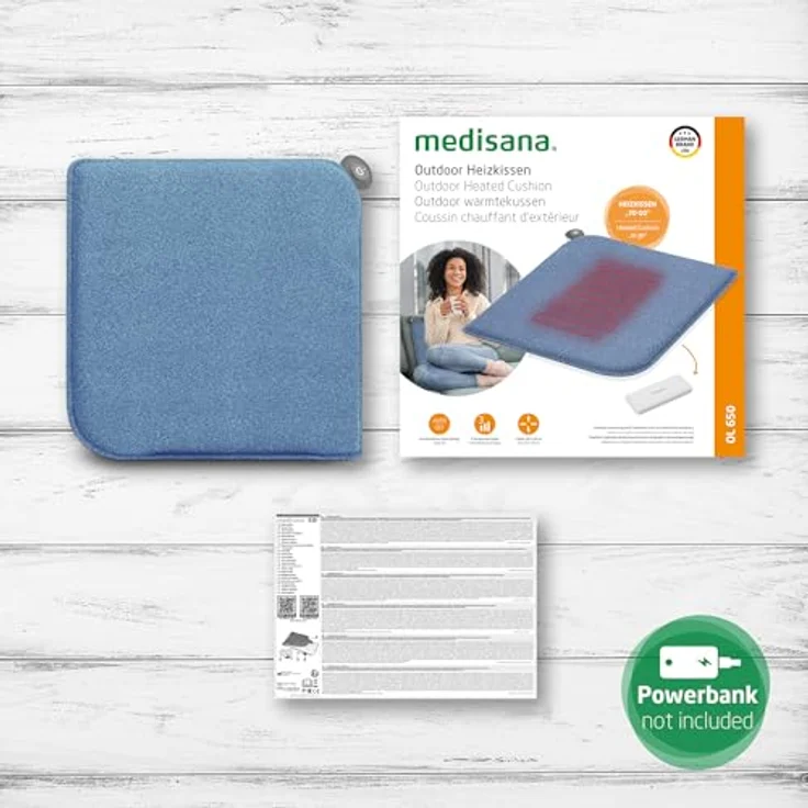Medisana Heizkissen OL 650 Outdoor Heat Pad mit 3 Temperatureinstellungen, blau (40 cm) – Bild 6