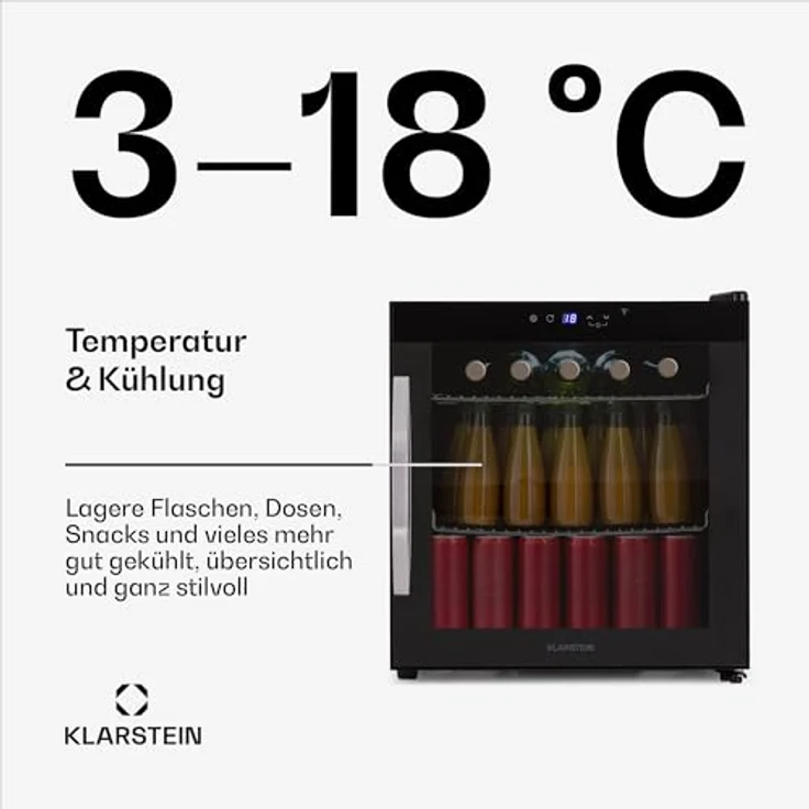 Klarstein Coachella 50 Onyx, Getränkekühlschrank mit 47 L, Wifi, 51 cm hoch, 47.5 cm breit, LED-Beleuchtung – Bild 4