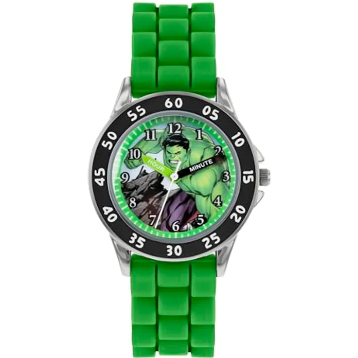 AVENGERS Uhr AVG9032, Hulk-Zifferblatt mit grünem Armband, runde Form, inklusive 1 Jahr Garantie