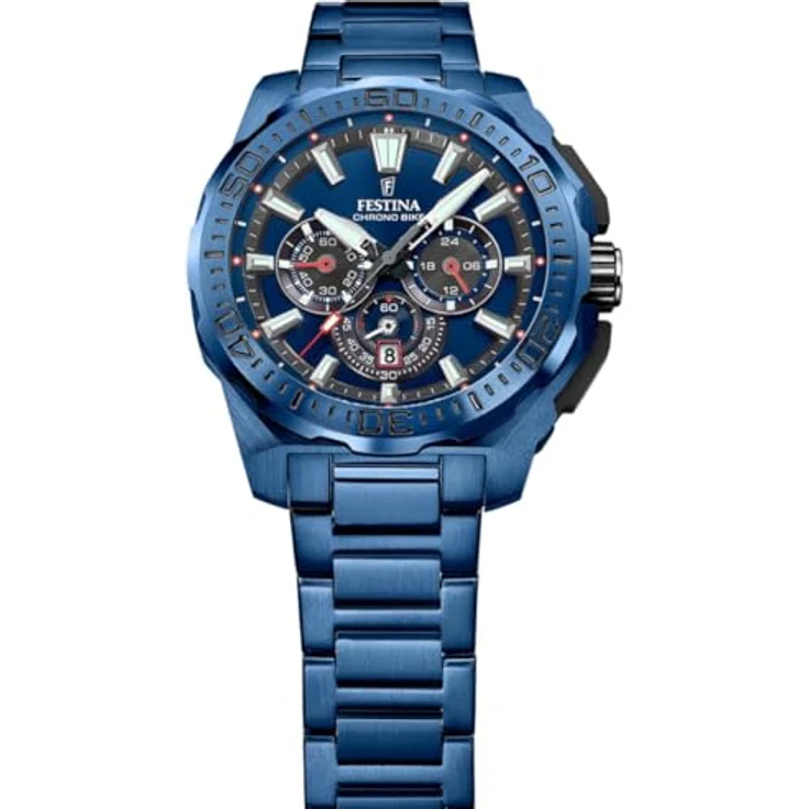 Festina Herrenuhr Chronograph Special Edition, Edelstahl Blau mit Stoppuhr und Kalender, F20729/1 – Bild 3